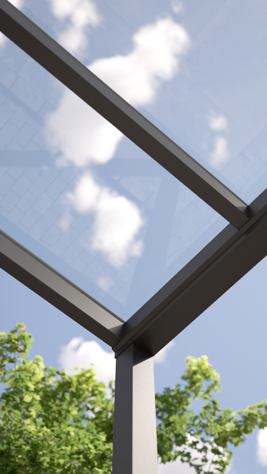 REXOvita® VSG Haustür-Vordach mit Wandpfosten, 1,5m x 1,5m