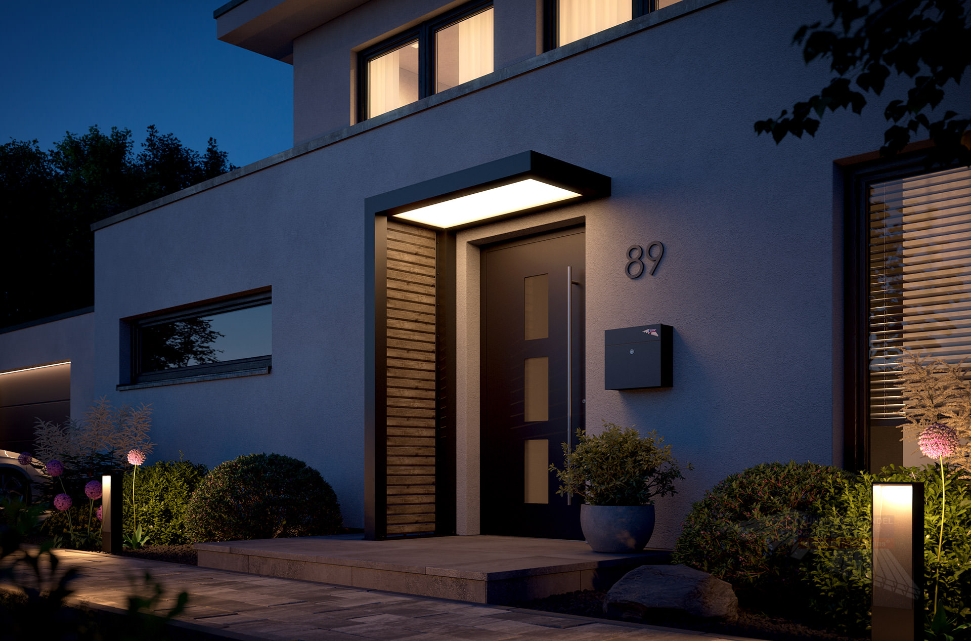 REXOlife® Haustür-Vordach, Dach: PLEXIGLAS® – Seitenteil: Rhombus, Treibholz