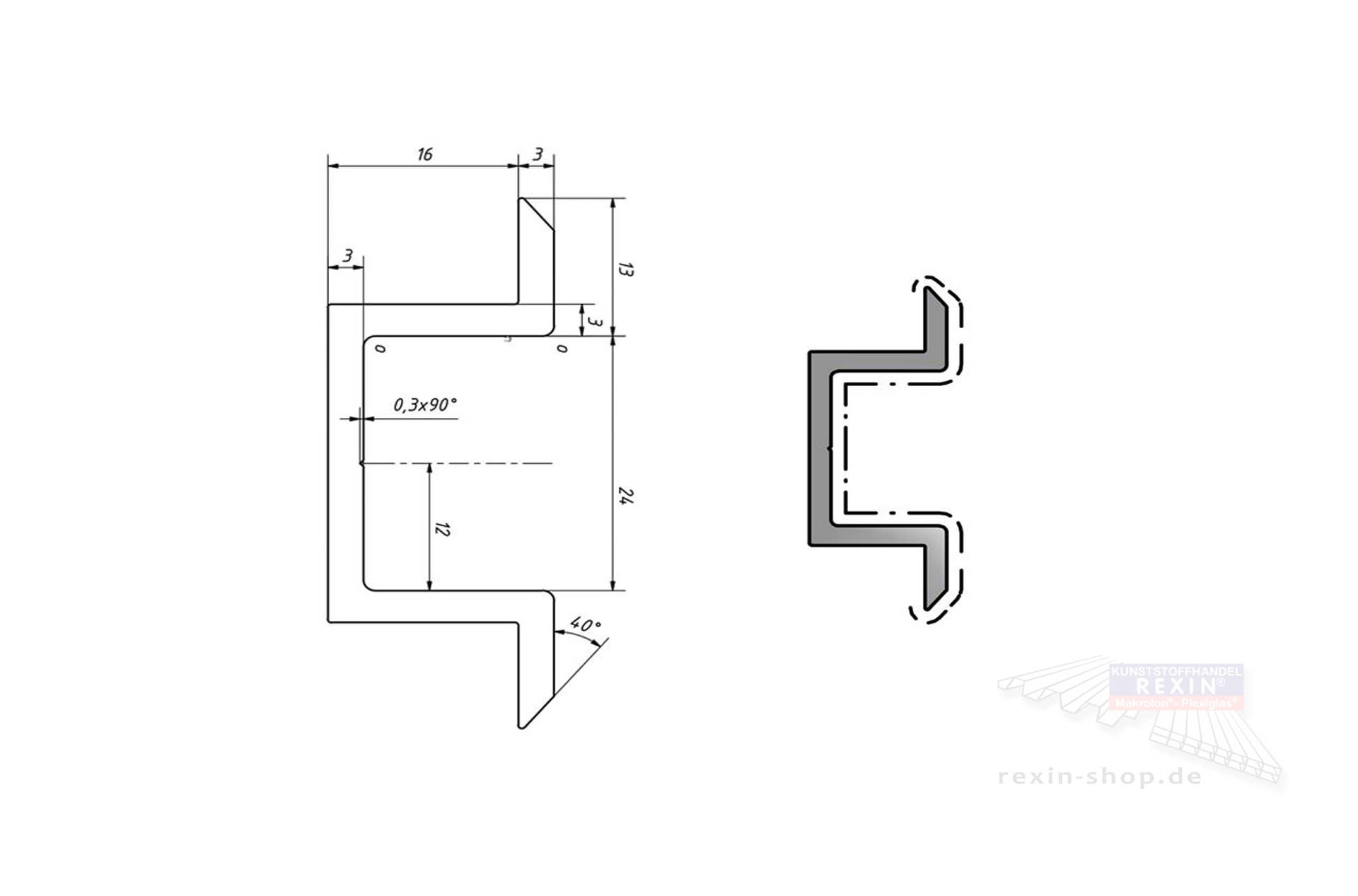 alu-zu-profil-rexopremium-querschnitt REXOboard® Alu-Zu-Profil, anthrazit
