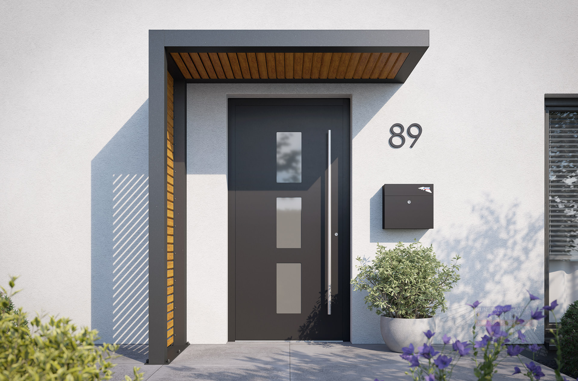 REXOlife® Haustür-Vordach, Dach: Rhombus Golden Oak – Seitenteil Rhombus, Golden Oak