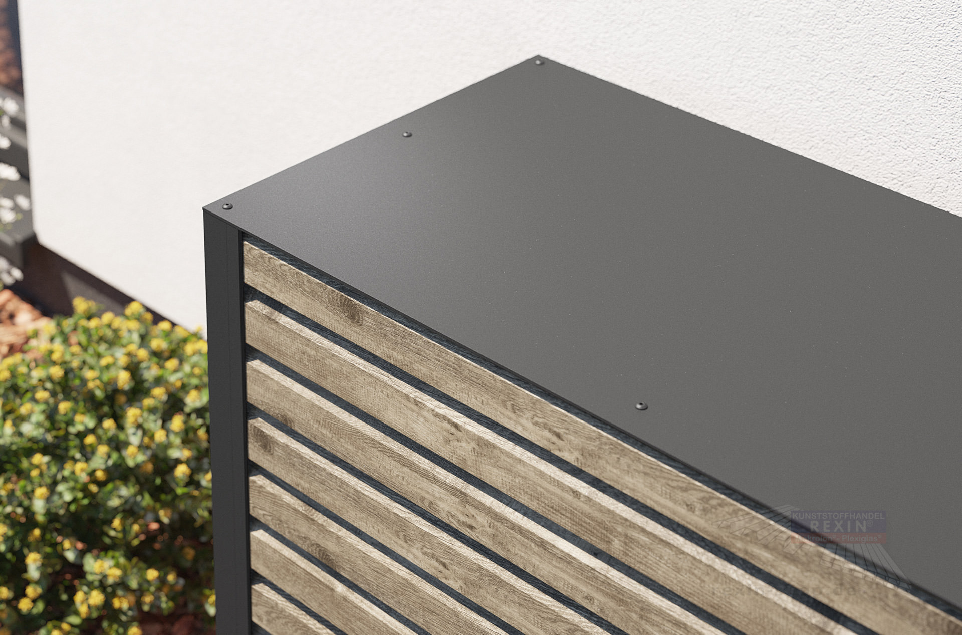 REXOenergy® Wärmepumpenverkleidung, Anthrazit - Rhombus Treibholz